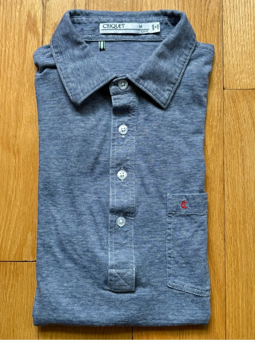 Criquet Mens Short Sleeve Top Shelf Players Polo Slim Fit Medium Blue White
